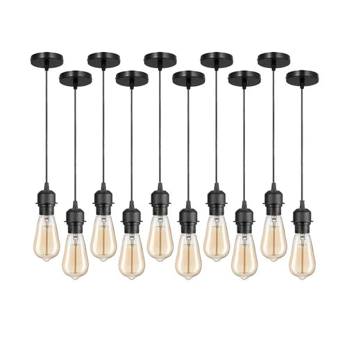10Pack Black Pendant Light,E27 Lamp Holder Ceiling Hanging Light,PVC Cable~4255