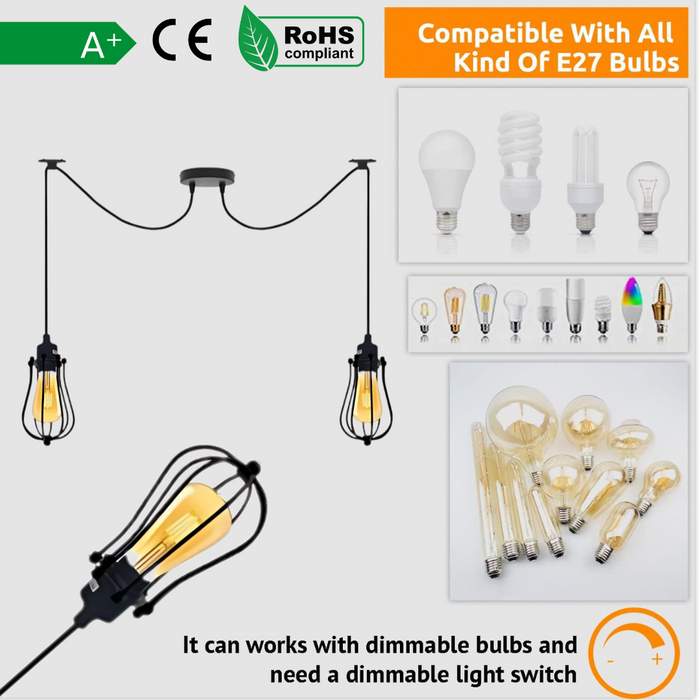 1/2/6 Head Cage Ceiling Pendant Lamp Swag Spider Hanging Light~5058