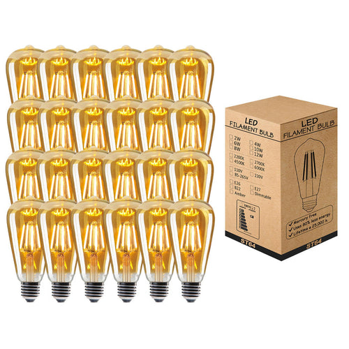 24 Pack 4W E27 Edison Screw Bulb ST64 ~6602