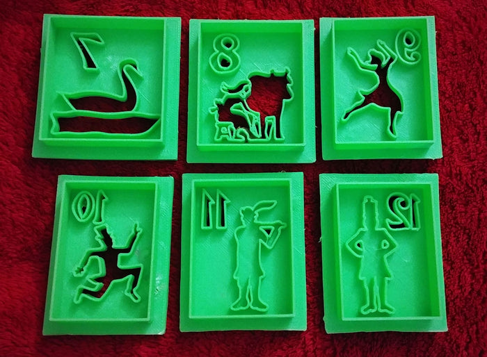 3D Printed Cookie Cutters 12 Days of Christmas Set of 12
