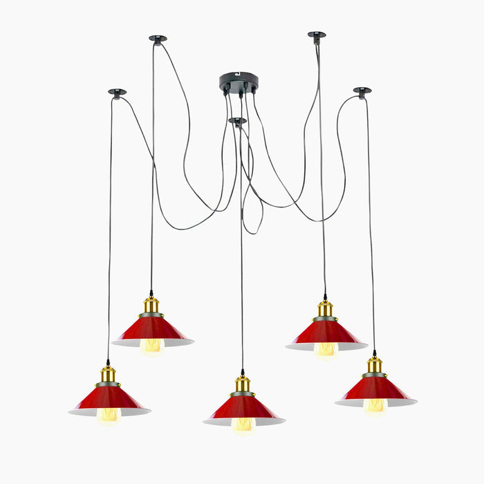 5 Way Chandelier Spider Ceiling Indoor Lamp Red~4158