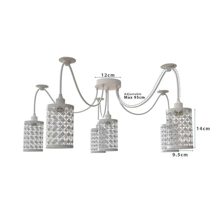 6 Way Spider Lights Adjustable Cable With Swag Hook~5084