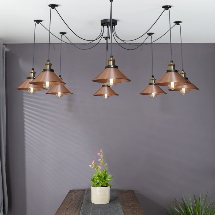 8-Way Spider Light Cone Shade Pendant Light~5136