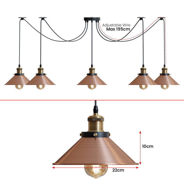 8-Way Spider Light Cone Shade Pendant Light~5136