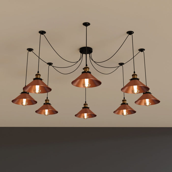 8-Way Spider Light Cone Shade Pendant Light~5136