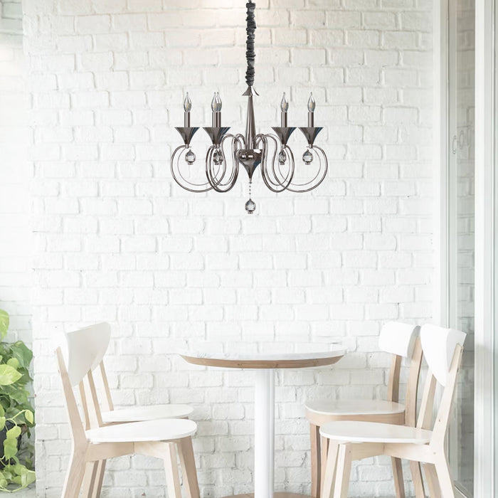 Candle Chandeliers Light 6 Curved Arm Black E14 Pendant Light Crystal Droplet~4998