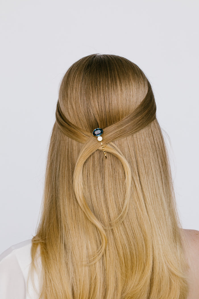 Gemma Bobby Pin - Sapphire On Model