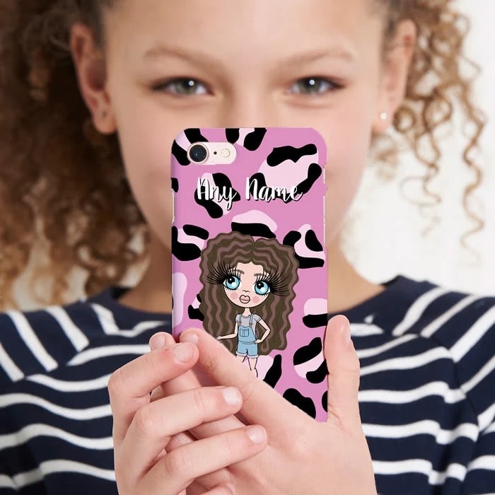 Girls Personalized Lilac Leopard Phone Case