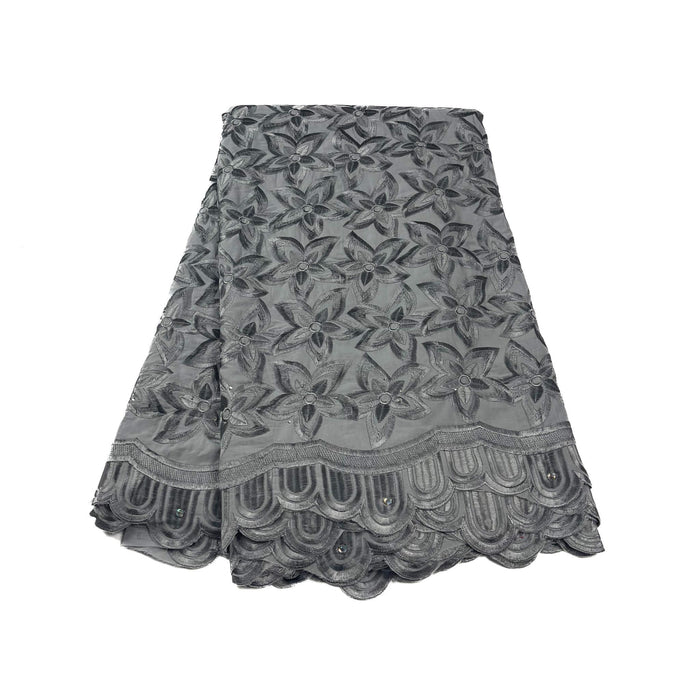 Grey Floral Cotton Lace
