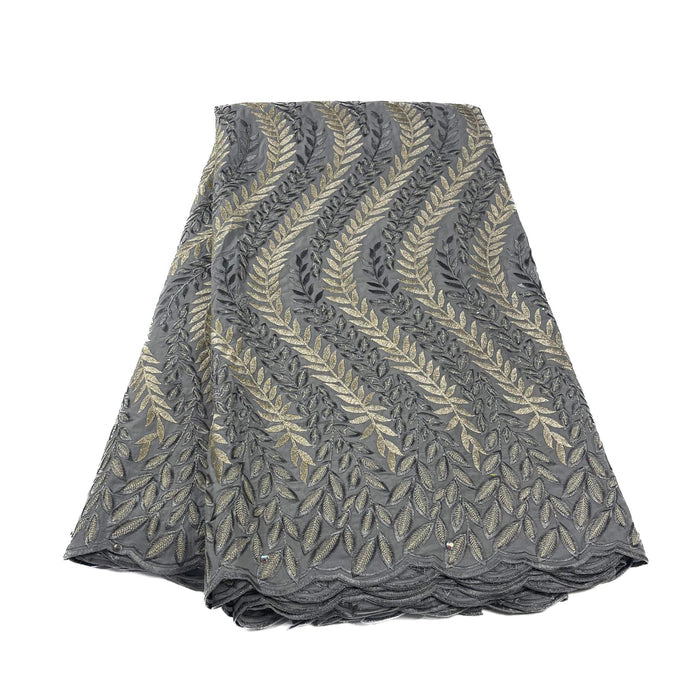 Grey Floral Cotton Lace