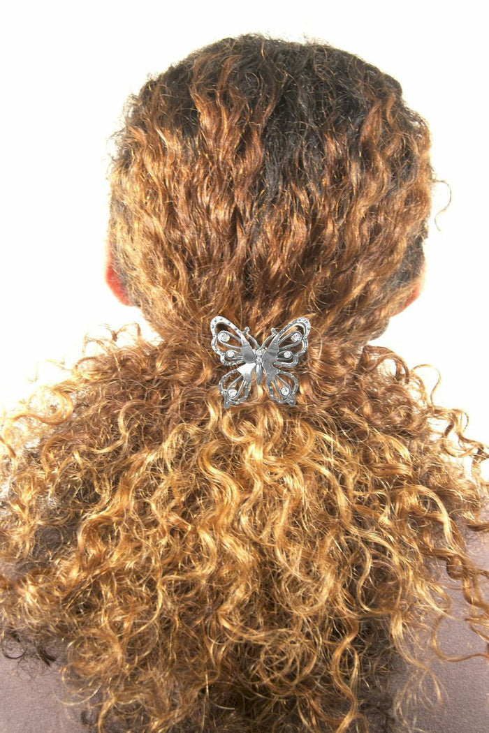 Festival look with Diamond Butterfly Hair Hook – Silver Ponytail Holder sparkling design