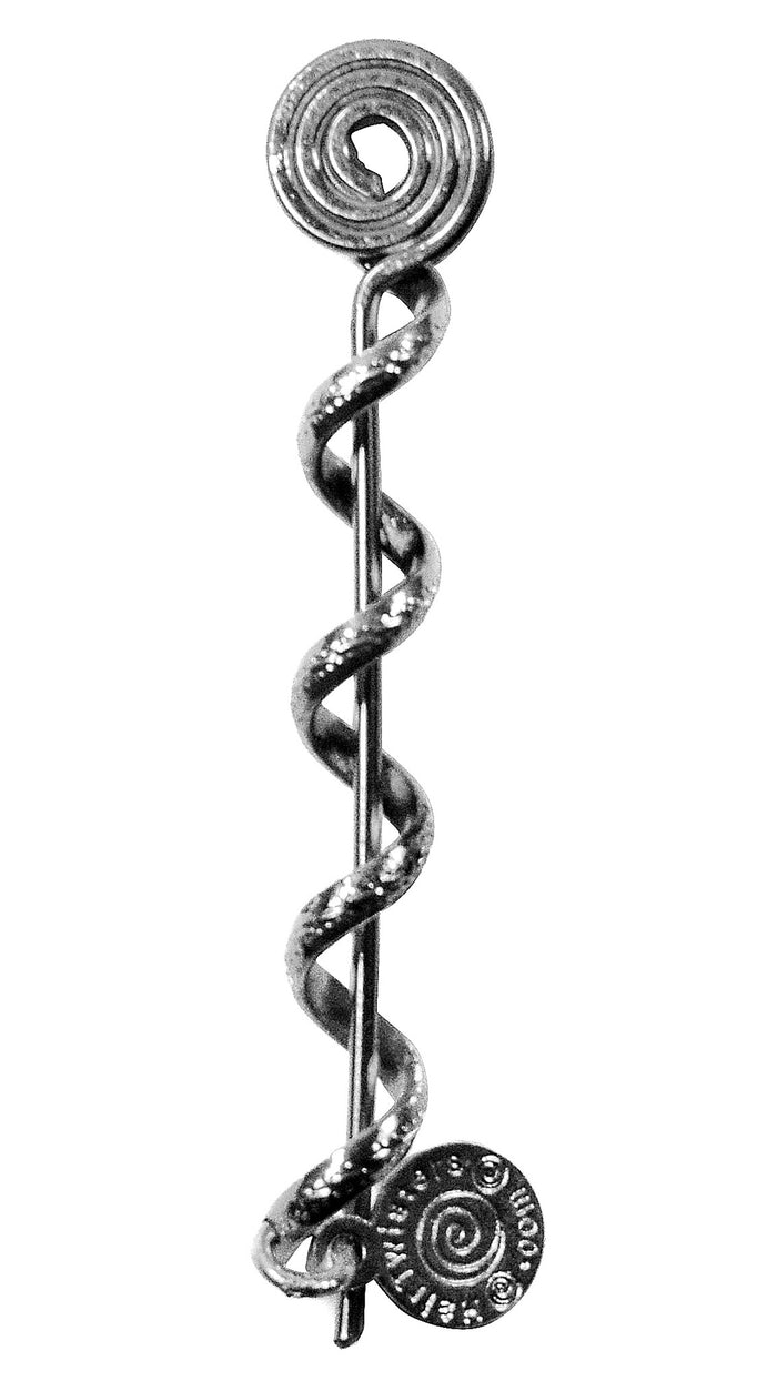 2-inch silver Spiral Hair Twister front view showing the patented spiral hair wrap for securing small ponytails and braids.