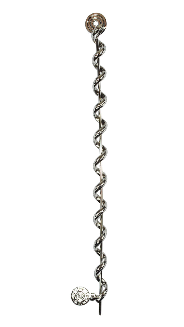 Silver mini spiral hair wrap, 6 inch metal hair twister accessory, front view