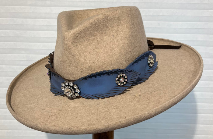 One of a Kind Women's Fancy Hat Band/Denim Blue