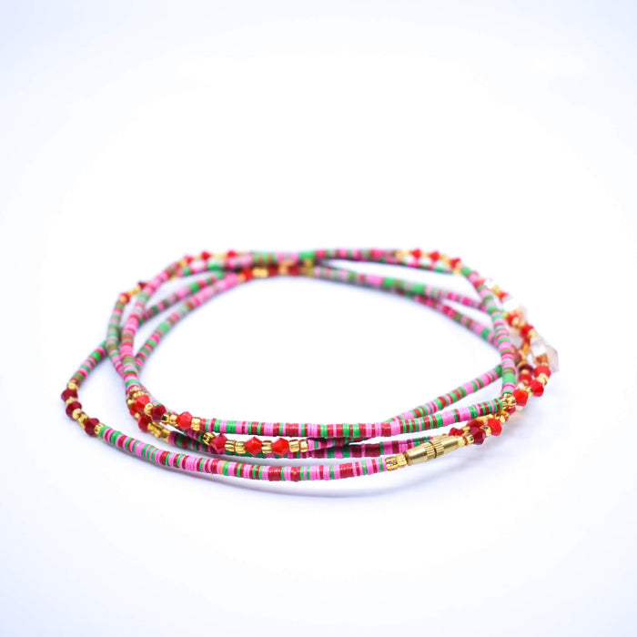 Pink & Green Fulani Waist Bead
