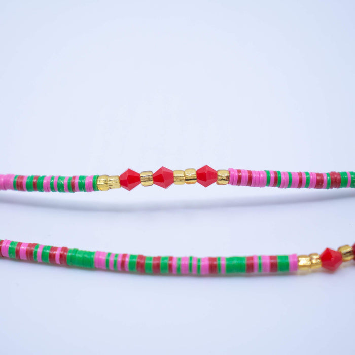 Pink & Green Fulani Waist Bead