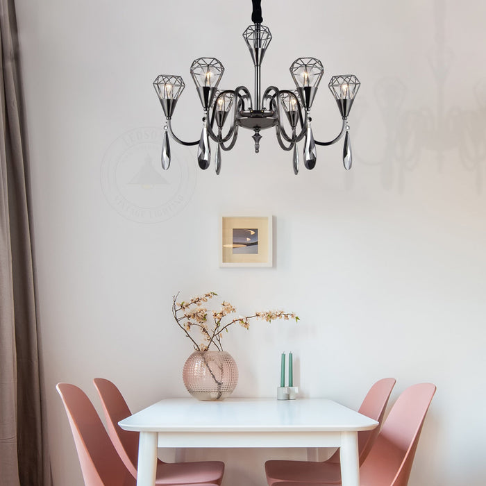 Raindrop 6-Lamp Antique Chandelier | Ceiling Pendant~4621