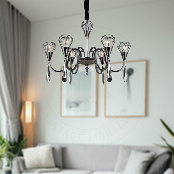 Raindrop 6-Lamp Antique Chandelier | Ceiling Pendant~4621