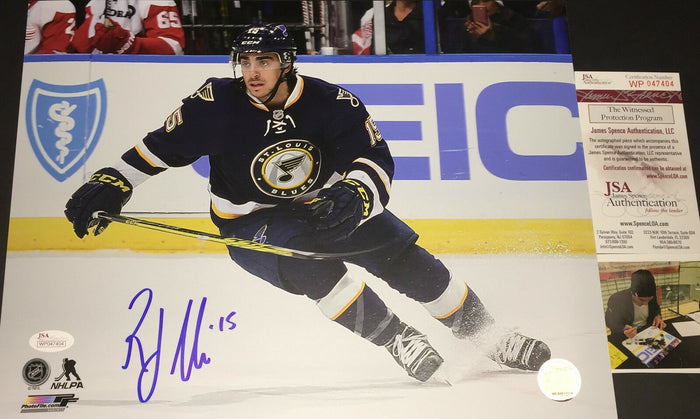 Robby Fabbri St Louis Blues Autographed Signed 11x14 Photo JSA WITNESS COA Blue