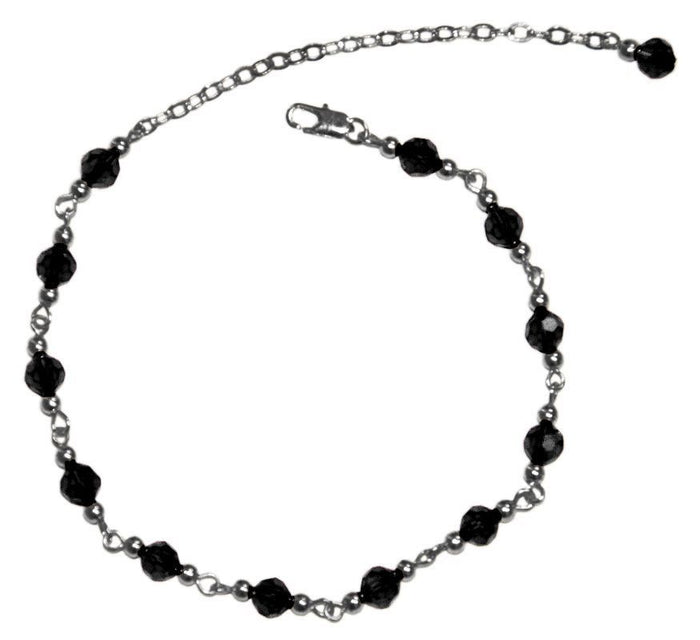 Silver Beaded Anklet - Elegant Women's Jewelry front view