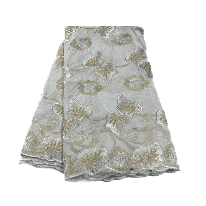 Silver Floral Cotton Lace
