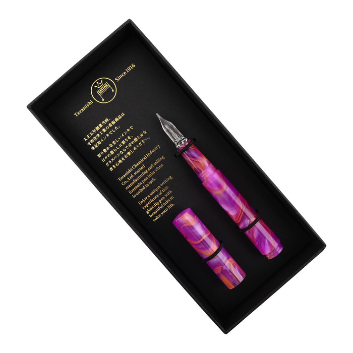 Teranishi Guitar Glass Pen with Cap - Sunset Pink