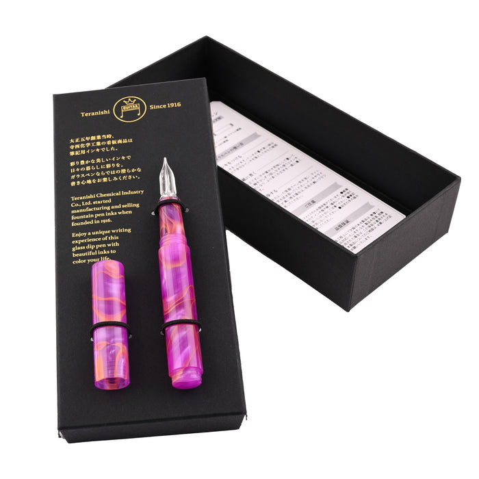 Teranishi Guitar Glass Pen with Cap - Sunset Pink