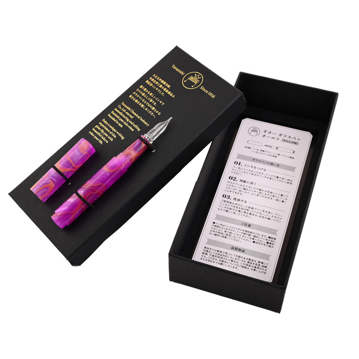 Teranishi Guitar Glass Pen with Cap - Sunset Pink