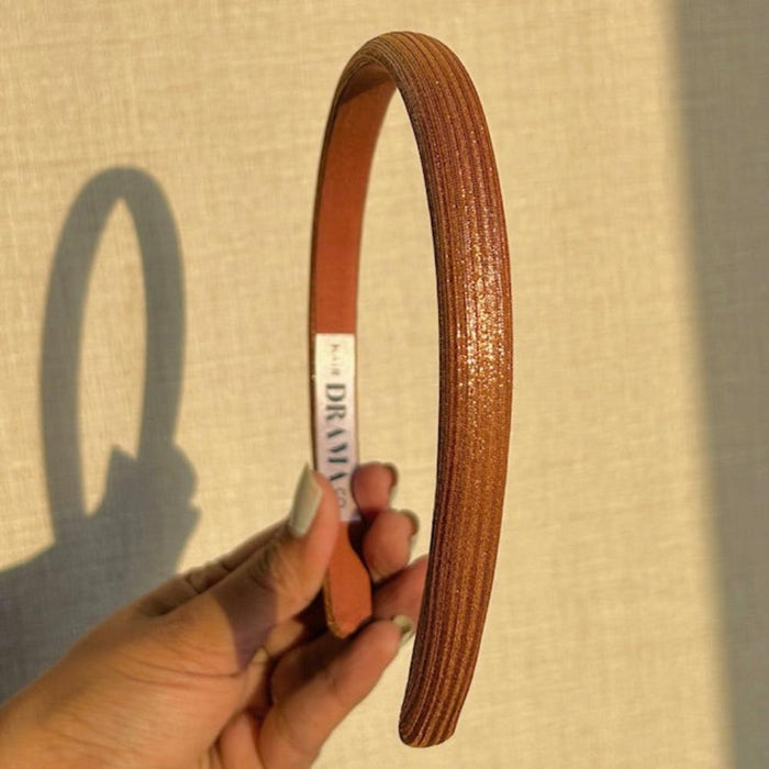 Thin Metallic Hair Band - Brown