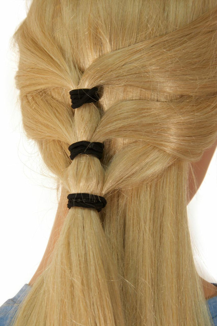 Model wearing Triangle Hair Armor - Silver Celtic Ponytail Holder
