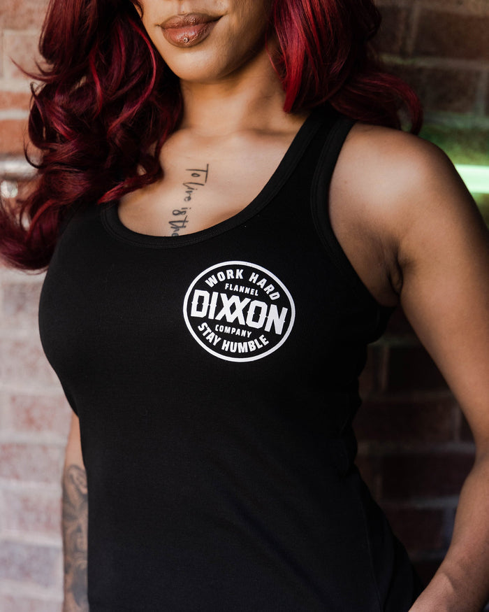 Women's White Nuevo Corpo Fitted Tank - Black - Dixxon Flannel Co.