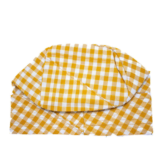 Yellow & White Check Aso-Oke Cap